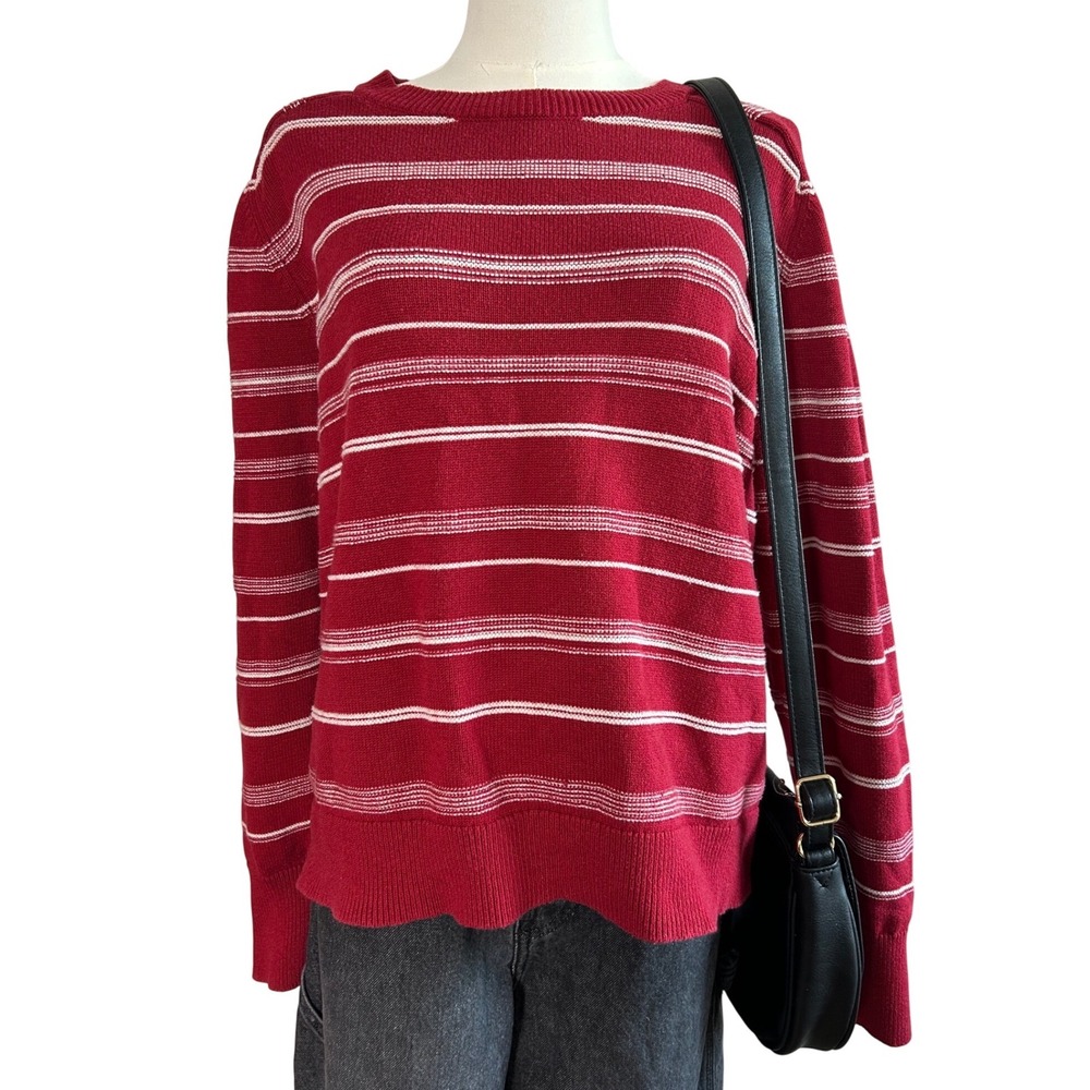 Pendleton‎ Red White Striped Long Sleeve Crew Neck Sweater